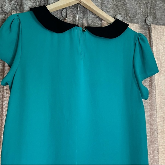 Teal Adora Short Sleeve Peter Pan Collar Blouse Size Medium - Picture 12 of 13